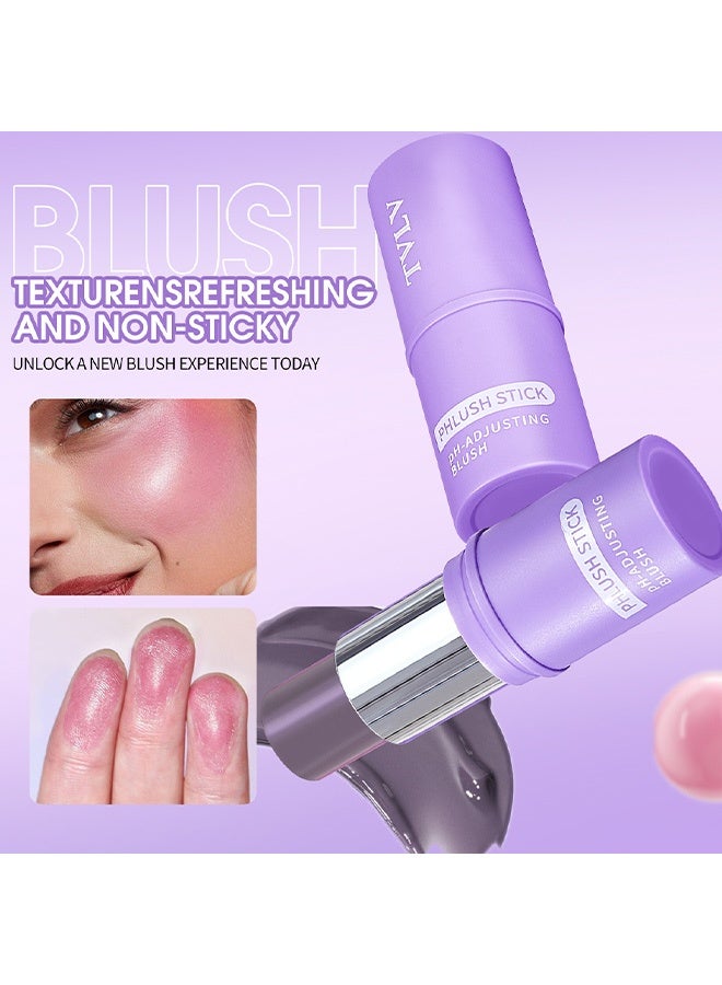 TVLV Color-changing blush stick - dual-purpose lipstick and eyeshadow for lips and cheeks - temperature-changing matte lip and cheek powder blush 8g - Image 3